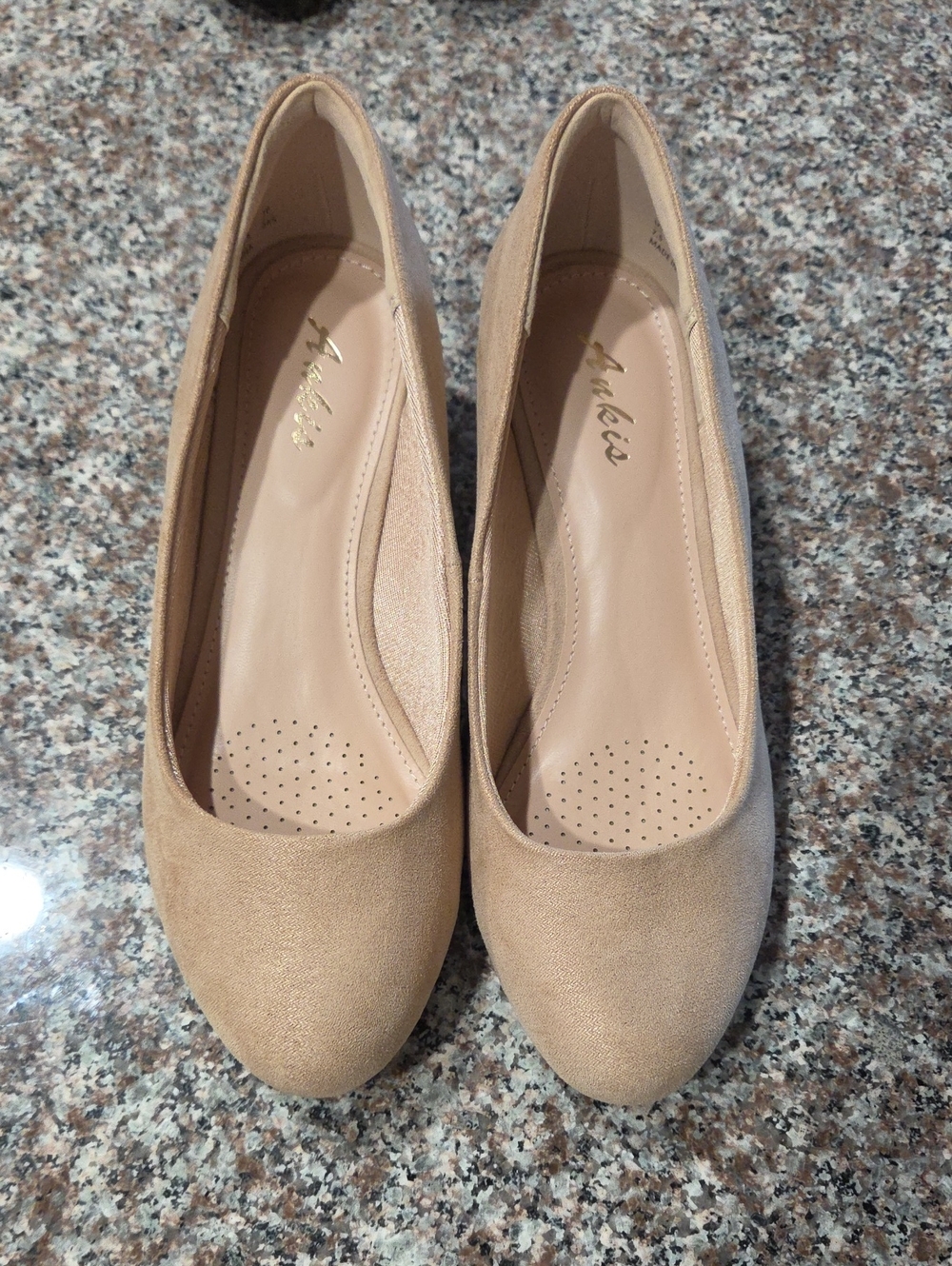 Women's Nude Suede Wedge Shoes